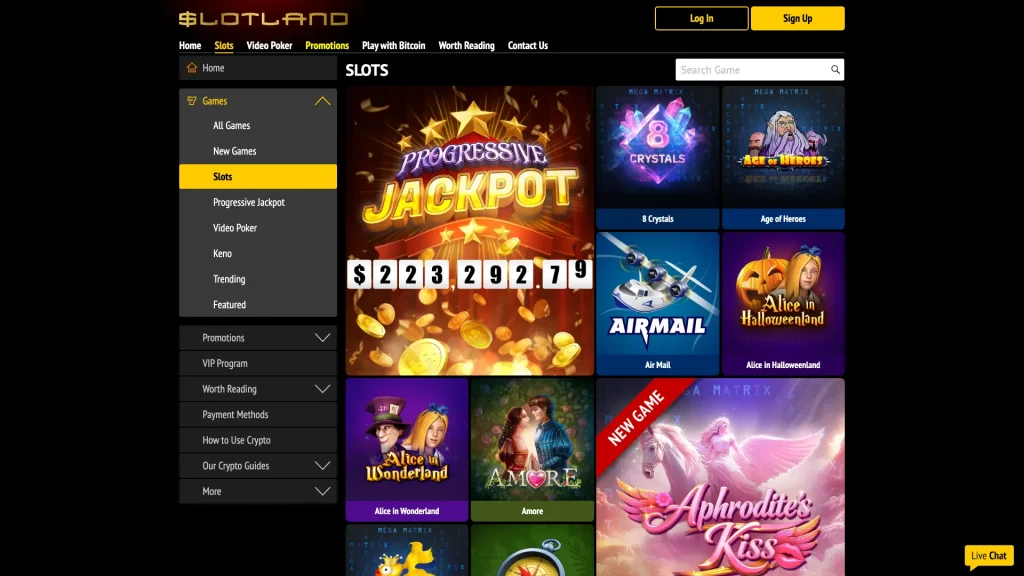 Slotland game selection