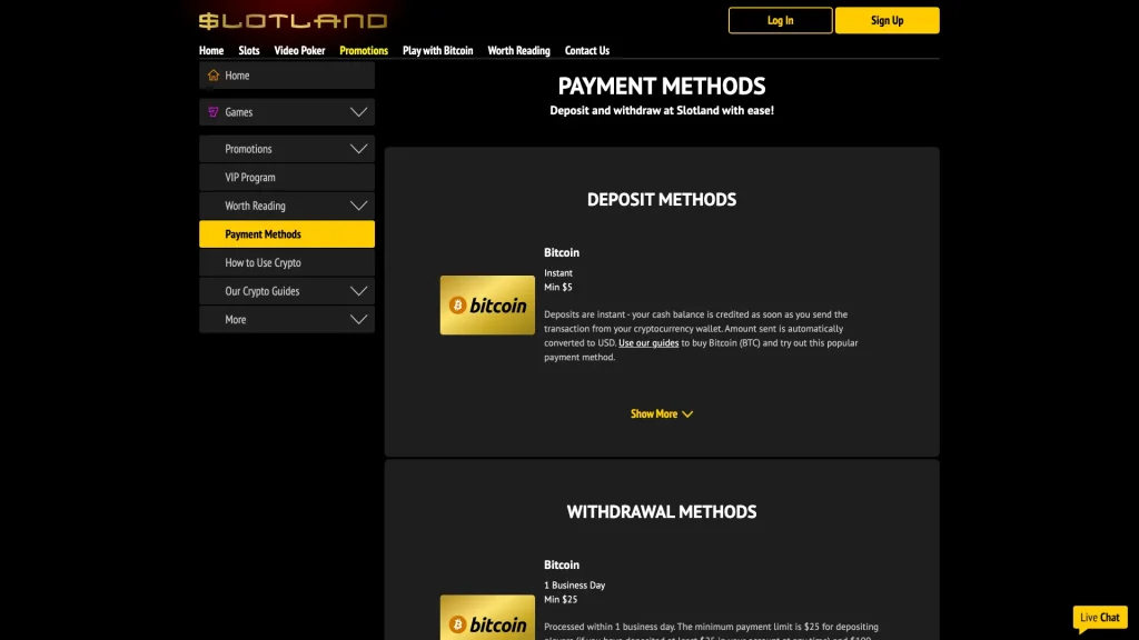 Slotland payment methods