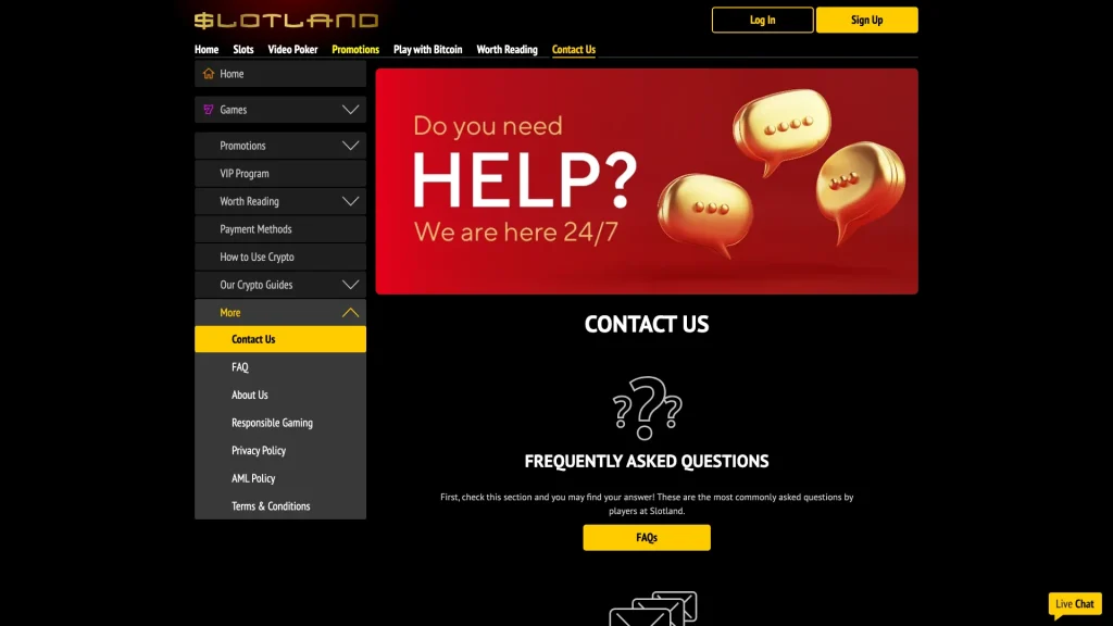 Slotland customer support